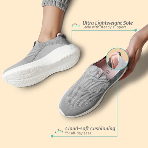 Image of YOHO Knitted Slip-Ons for Women |Lightweight, Stylish, Breathable Casual Loafer Shoes |Extra Soft Insole & Shock Absorbing for Walking Without Lace Ladies SOS-112