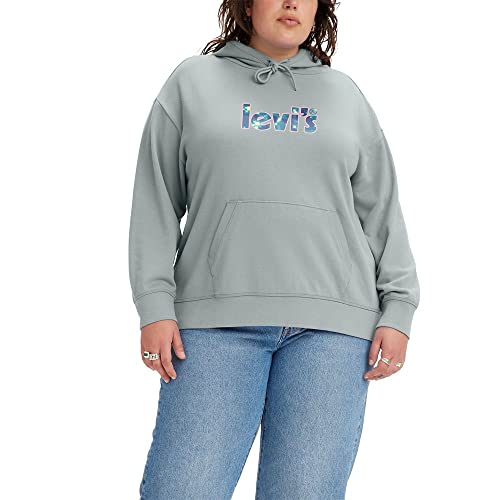 Levi's Women's Plus Size Graphic Standard Hoodie, (New) Sparkling Water Fill Misty Blue, 2X