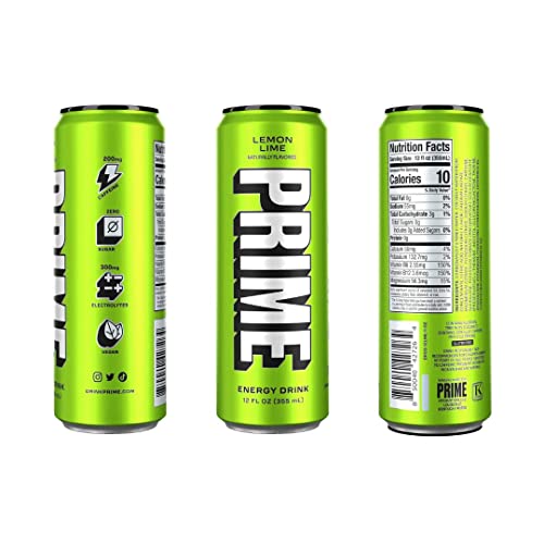 Prime Energy Drink Cans 5 Flavor Variety Pack - Blue Raspberry, Lemon Lime, Tropical Punch, Strawberry Watermelon, & Orange Mango - 200Mg Caffeine, Zero Sugar, 300Mg Electrolytes, Vegan - 12 Fl Oz Cans - 5 Cans #TOP1