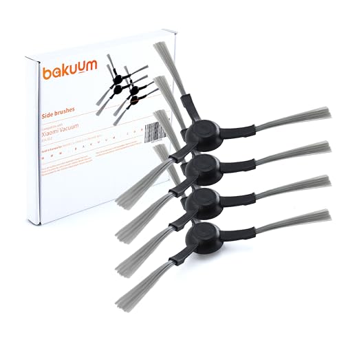 BAKUUM Pack 4 cepillos, escobillas laterales, para Xiaomi E12 E10. Pack repuestos y accesorios para robot aspirador