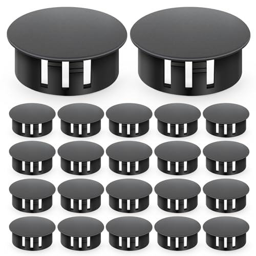 Image of 100PCS 1 inch Plastic Plugs Hole, Black Round PA66 Plug Furniture Hole Decorative Cover