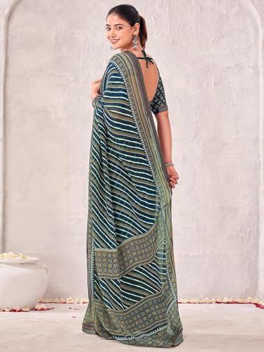 Image of SIRIL Women's Georgette Printed Saree with Unstitched Blouse Piece