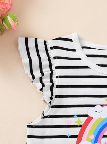 Image of Girls' Summer Shirts Cute Tops Ruffle Sleeve Crew Neck Casual Tees