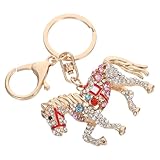 [Lurrose] 年干支馬キーホルダー 馬モチーフ ラインストーン装飾 メタル製 耐久性 バッグチャーム 鍵飾り おしゃれ大人向け プレゼントに