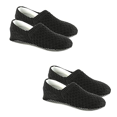 Image of Footmate Anti Skid /Slip Slipper Socks (2 Pair Pack) - Lightweight Rubber Grip Slippers Sock For Women & Men | Ultrasoft Comfort Slipper Shoes For Office, Home, Outdoor & Indoor