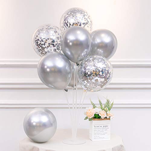 Image of TONIFUL 4 Set Silver Balloon Stand Balloon Centerpiece for Table Decoration