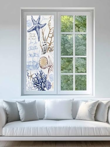 Película para ventana privacidad frost, azul y marrón, 17.7 x 39.3 pulgadas miniatura 3