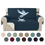 YSTELLAA 100% Wasserdicht Sofa Überzug 2 Sitzer, Couch Bezug Rutschfes, Waschbar Couchüberzug, Sofabezug Mit Armlehnen, Universal Sofa Covers Für Katze Hund, Mit Gummiband, Berlin Blau