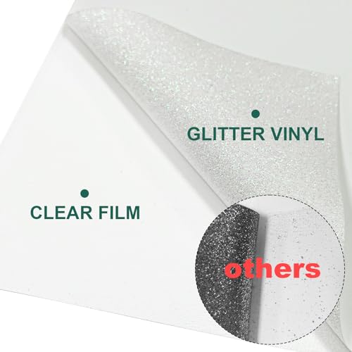 Image of White Glitter Heat Transfer Vinyl 12 inch x 8 ft HTV for Shirts, Glitter HTV Iron on for All Cutter Machine - Easy to Cut & Weed for Heat Vinyl Design (White)