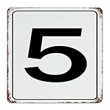 Letrero de metal retro con el número 5, letrero de estaño de campo, para dormitorio, lugar de estacionamiento, decoración de pared, placa de metal para salón, restaurantes, cocina, 12 x 12 pulgadas