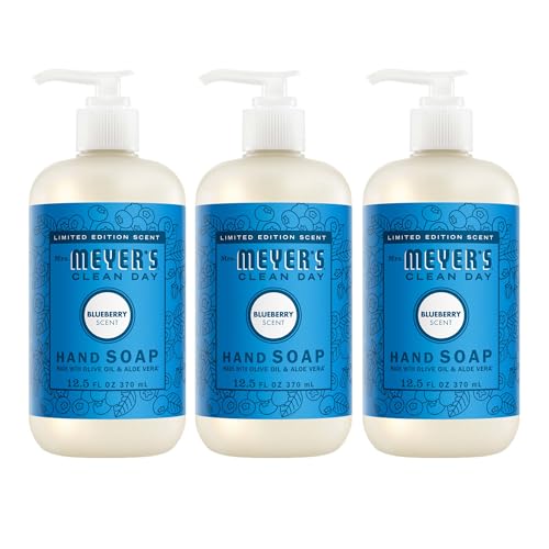 Image of Mrs. MEYER'S CLEAN DAY Hand Soap, Blueberry Scent, 12.5 Fl Oz Bottle - 3 Pack