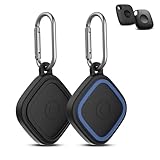 2-Pack Silicone Case for Tile Mate (2024/2022), Rugged Full Protective Cover for Tile Life360 Mate Tracker Anti-Slip Soft Tlie Mate Holder with Key Ring for Keys, Bag, Luggage, Pets (Black+Blue)