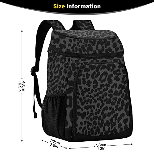 Alaza Dark Gray Leopard Cheetah Print Backpack Cooler For Women Men Insulated Waterproof Leak Proof Coolers For Hiking Camping Beach, 36 Cans #TOP1