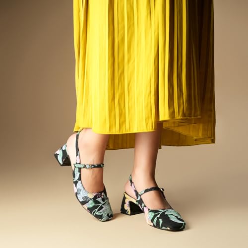 Image of Theater Women Twiggy Mary Jane Block Heel Sandals with Square Toe and Adjustable Buckle Slingback | Cushioned Comfort for Office & Formal Wear