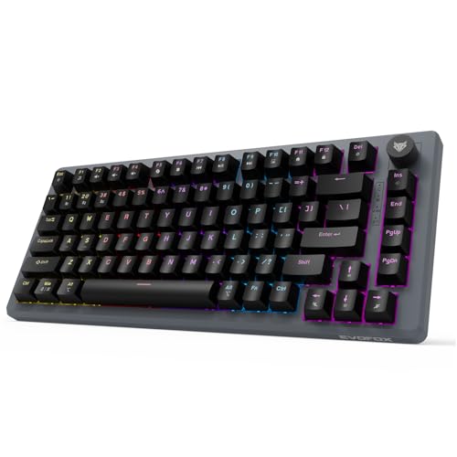 Image of EvoFox Katana X2 TKL Gaming Mechanical Keyboards Wireless -Tri-Mode (BT /2.4G /Wired), Silent Red Switches, 1000Hz Polling Rate, Vivid and Dynamic Backlighting, 4000mAh Battery,Volume Knob (Black)