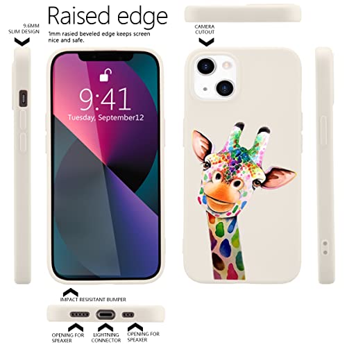 MAYCARI Niedliche lustige Giraffen-Handyhülle für iPhone 7/8/SE 2020, weiße Flüssigsilikon-Hüllen, Cartoon-Softgel-Gummi, Ganzkörper-Schutz, Mikrofaser-Futter, Frauen, Männer