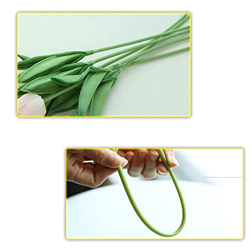 30Pcs Real Touch Tulips Pu Artificial Flowers, Fake Tulips Flowers For Arrangement Wedding Party Easter Spring Home Dining Room Office Decoration (Peach) #TOP3