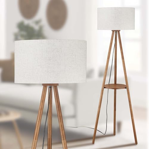 BTP Wood Tripod Floor Lamp