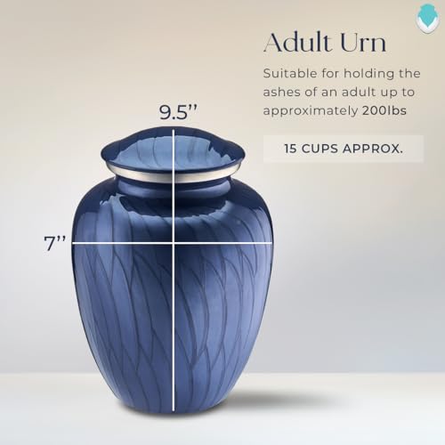 Image of Geturns - Adult Custom Cremation Urns for Human Ashes I Large Pearl Cobalt Blue Photo Funeral Urn for Female and Male I 200 lbs