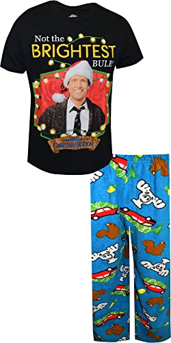 Briefly Stated Mens Christmas Vacation Not the Brightest Bulb Pajama (Large) Blue