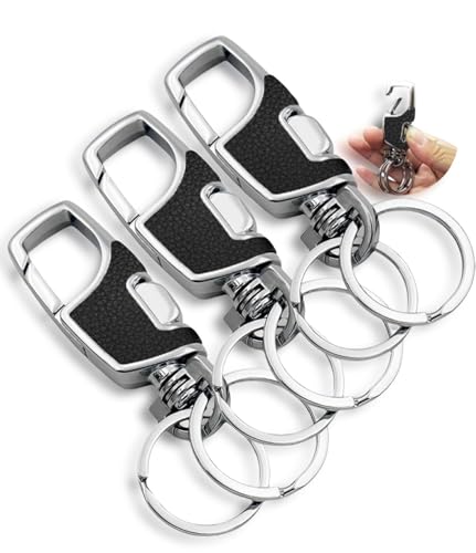 Image of 3pcs Heavy Duty Key Chain, 3 Pack Car Key Chains with 2 Metal Key Rings Carabiner Keychains