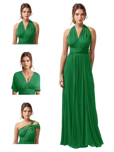Image of JAEDEN Bridesmaid Dresses Multiway Convertible - Long Bridesmaid Dresses Chiffon Pleat 2026