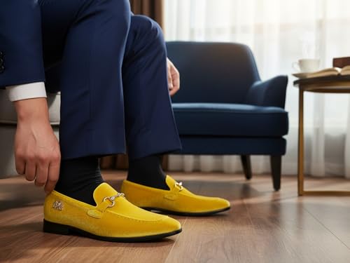 Image of Men's Velvet Designer Classic Dress Tuxedo Smoking Slipper Loafers Slip On Shoes SM-56