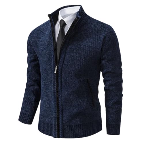 Spring and Winter Knitted Cardigan Sweater Men's Stand-Up Collar Long Sleeved Knitted Cardigan Male All Match Knitwear