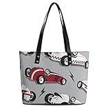 Damenhandtasche Rennwagen-Muster Leder Tote Bag Top Handle Satchel Bags Für Damen