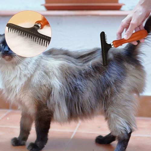 FDGGT 1 Entwirrungskamm Mit Holzgriff Und 1 Stahlkamm, Heimtierbedarf, Tierhaarreinigungswerkzeuge, Haustierpflegewerkzeuge