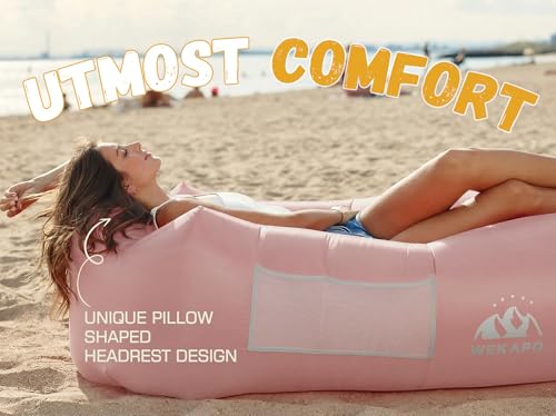 Image of WEKAPO Inflatable Couch Air Lounger Chair - Camping & Beach Accessories, Portable Blow up Sofa for Hiking, Lawn, Indoor /Outdoor Movies & Music Festivals. Lightweight and Easy to Set Up Air Hammock