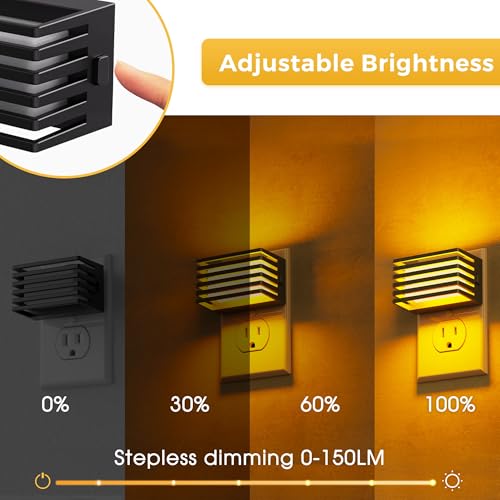 Image of L LOHAS LED Night Lights Plug into Wall, 2 Pack Modern Night Light with Dusk to Dawn Sensor, Dimmable Plug in Night Light, Adjustable Brightness, for Bedroom Bathroom Hallway (Black)