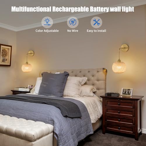 Vitnucrol WS0008BM2 Gold Battery Operated Wall Sconces Set Of 2 thumb #2