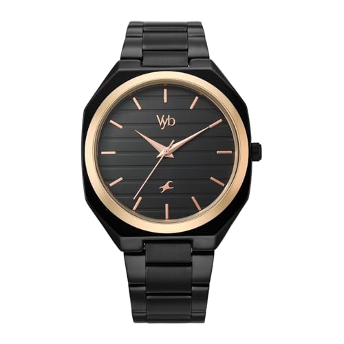 Image of Fastrack Vyb 6.0 Horizon Quartz Black Shaped Dial Men's Watch | Stainless Steel Strap Material Analog | Guys Analog Watches - FV30031KM02