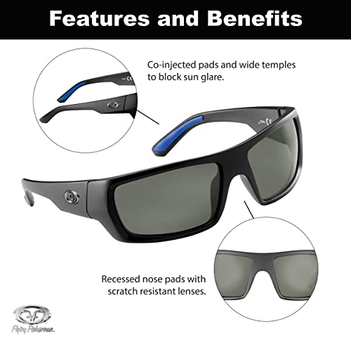 Flying Fisherman Wrap Around Polarized Sunglasses, Matte Black Frame/Smoke Lens, Medium3