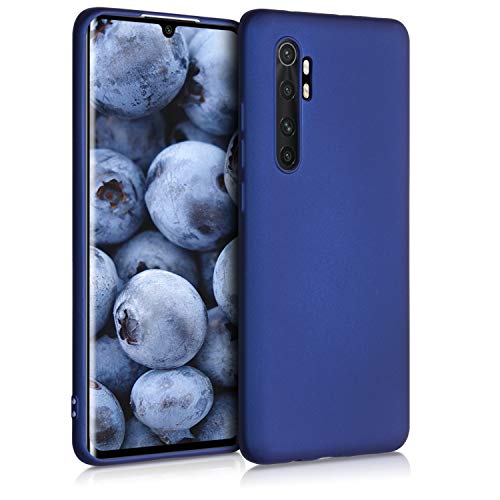 kwmobile Custodia Compatibile con Xiaomi Mi Note 10 Lite Cover - Back Case Morbida - Protezione in Silicone TPU Effetto Metallizzato blu metallizzato