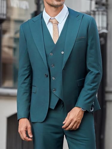 Men's 3 Pieces Classic Suit Double Breasted Wedding Suit Blazer Grooms Jackets Vests Pants Suits4