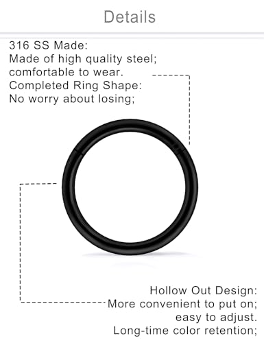 Dyknasz 10PCS 20G/18G Surgical Steel Hinged Clicker Segment Nose Rings Hoops Septum Lip Ring Hoop Cartilage Tragus Helix Sleeper Earrings Piercing Jewelry for Women Men 6mm 7mm 8mm 9mm 10mm3