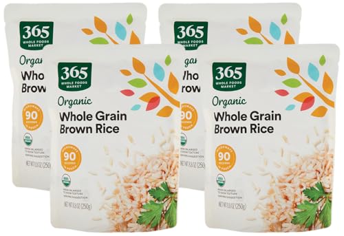 365 By Whole Foods Market, Rice Brown Whole Grain 90 Second Organic, 9 Ounce (Pack of 4)