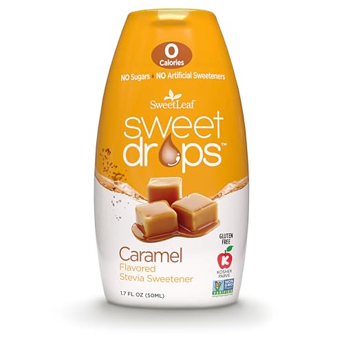 SweetLeaf Sweet Drops - Flavored Stevia Liquid Sweetener, Stevia Extract, Zero Calories, Gluten Free, Keto Friendly, Non GMO, Natural Flavors, Sugar Alternative - Caramel, 1.7 Fl Oz (Pack of 1)