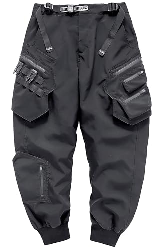 MOKEWEN Men's Women Pockets Casual Goth Punk Jogger Cargo Hiphop Techwear Cargo Ankle Pants4