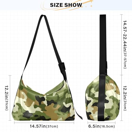 Green Camouflage Crossbody Bag for Women Men with Adjustable Strap PU Leather Shoulder Hobo Purse Bag 208492502