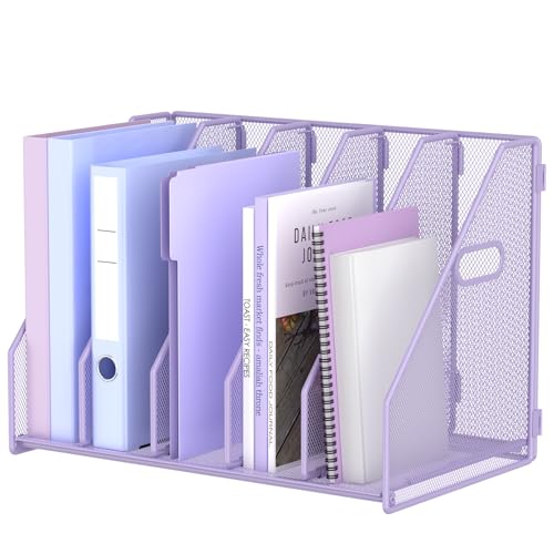 MINDEPOT-Desk-File-Organizer-Folder-Holder-with-5-Vertica-for-Office-Purple MINDEPOT Desk File Organizer Folder Holder with 5 Vertica for Office Purple - Image 1