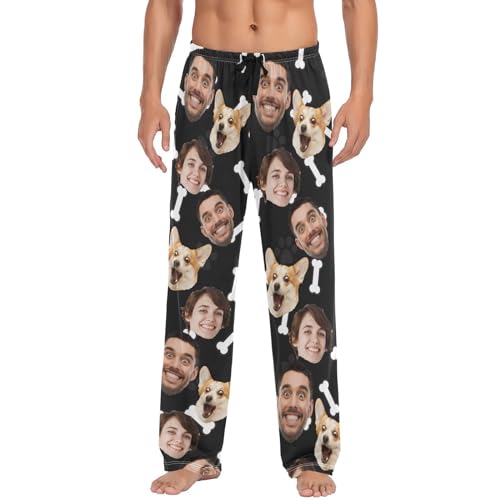 ZZKKO Custom Pajama Pants for Men Personalized Photo Pajama Pants with Dog Pet Face Cotton Pj Bottoms Gift for Him S-XXL2