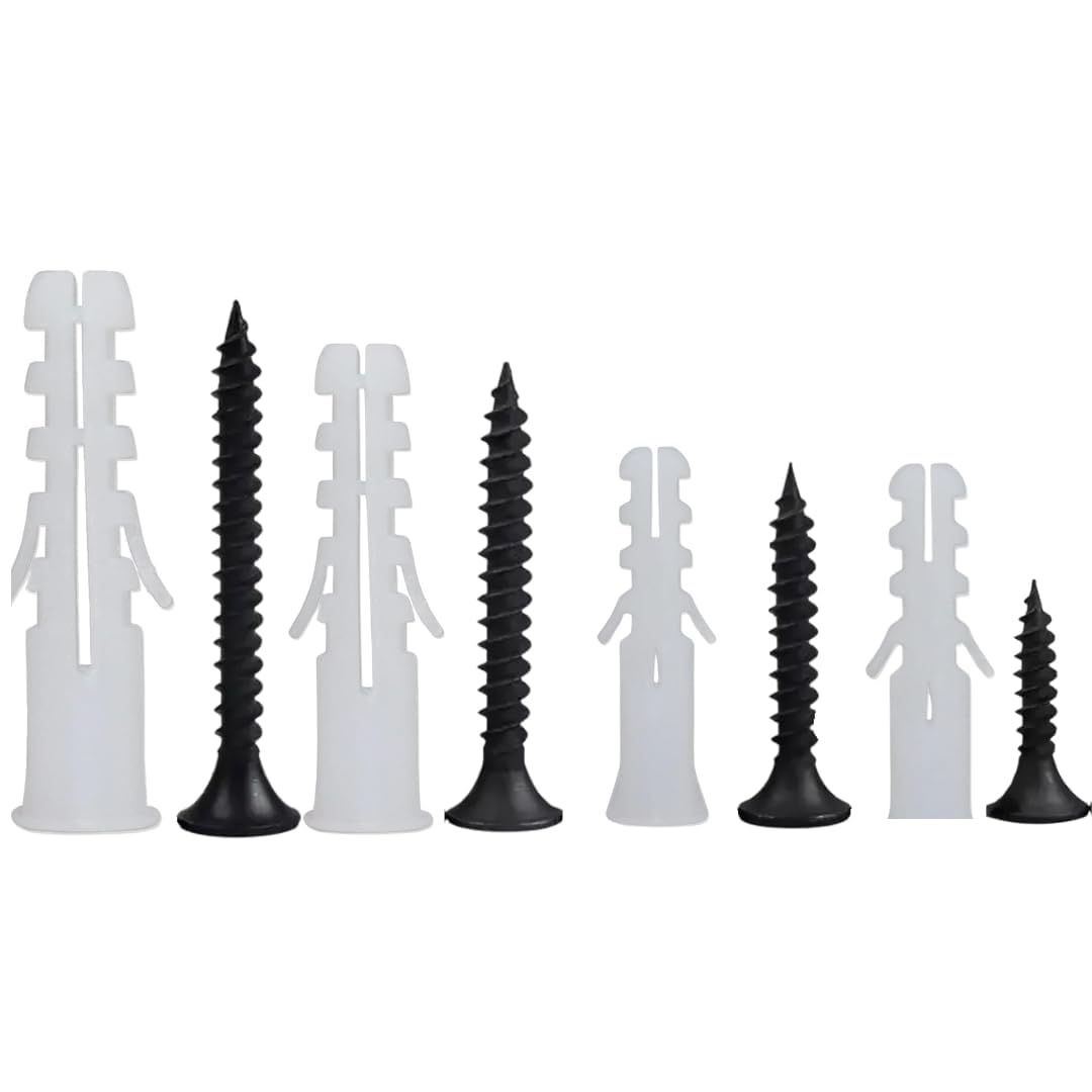 Super fitwell 500pc Combo Set of Screw and Wall Plug Combo Set – 25mm (100 pcs), 32mm (75 pcs), 38mm (50 pc), 50mm (25 pc) Screws with Matching Wall Plugs – for Wall Mounting, DIY, Repairs & Home Use-picture-21