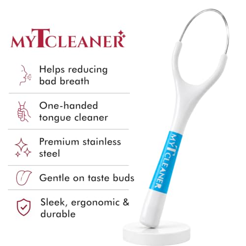 Image of MyTCleaner | Tongue Cleaner for Adults | Stainless Steel Tongue Scraper | Helps Freshen Breath & Supports Oral Hygiene | Rust-Free & Reusable | Dentist-Designed | Pack of 3