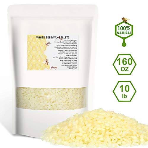 Tobeape White Beeswax Pellets 10LB 100% Pure and Natural, Great for Skin Care