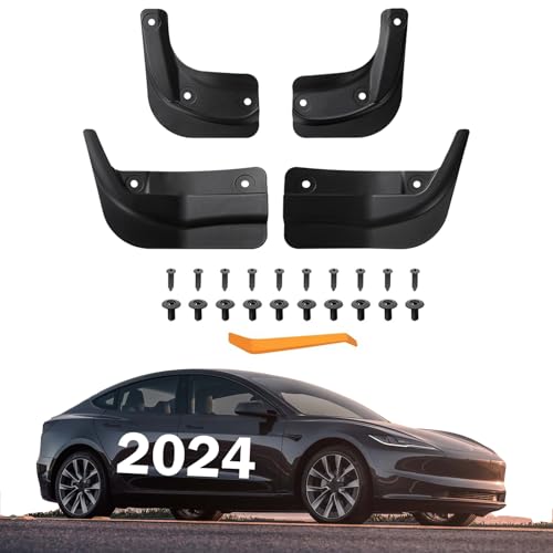 Image of Mud Flaps Splash Guards 4PCS Compatible with Tesla Model 3 Highland 2024 Replacement for Model 3 Highland Exterior Accessories No Drilling Mud Flaps All Weather Protection TPE Mud Flaps