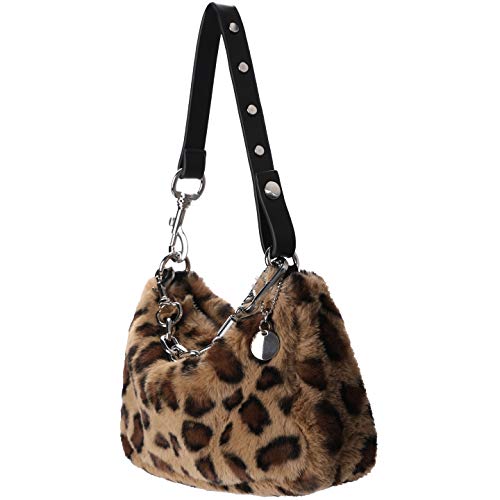 Borsa a tracolla da donna, in peluche, con stampa