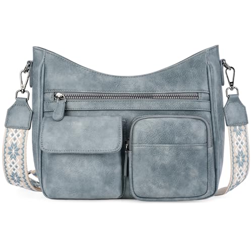 Image of Crossbody Bags for Women Trendy Vegan Leather Crossbody Purse Shoulder Handbags Multiple Pockets Hobo Bag Ladies